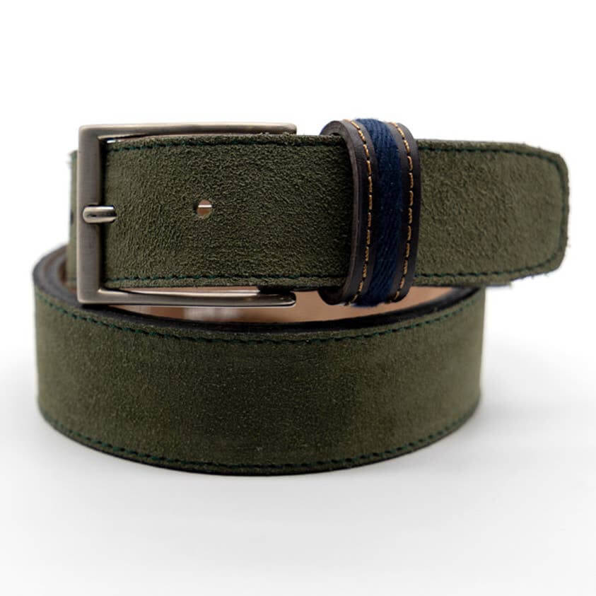 Ceinture homme en cuir kaki tendance