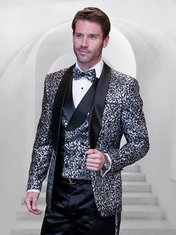 Ensemble de smoking à revers châle Delano-5 pour homme, 3 pièces