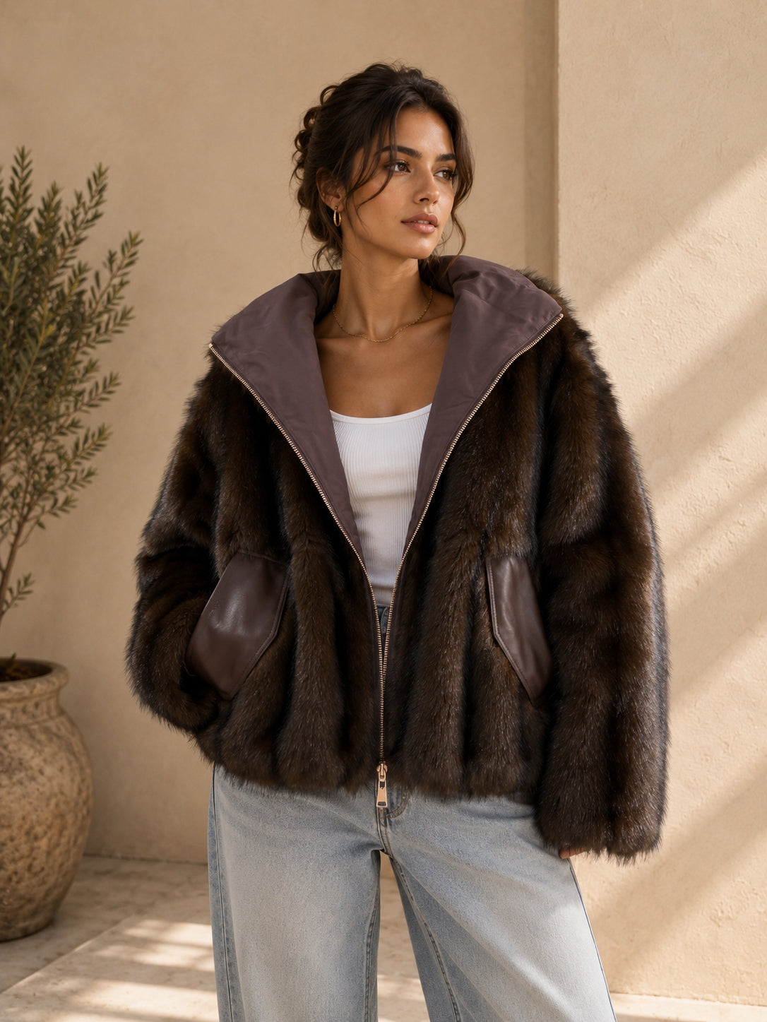Veste Réversible Femme – Parka & Fausse Fourrure Luxe