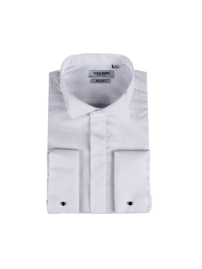 Chemise Blanche Slim Fit | Col Cassé & Poignets Mousquetaires – OkikiParis
