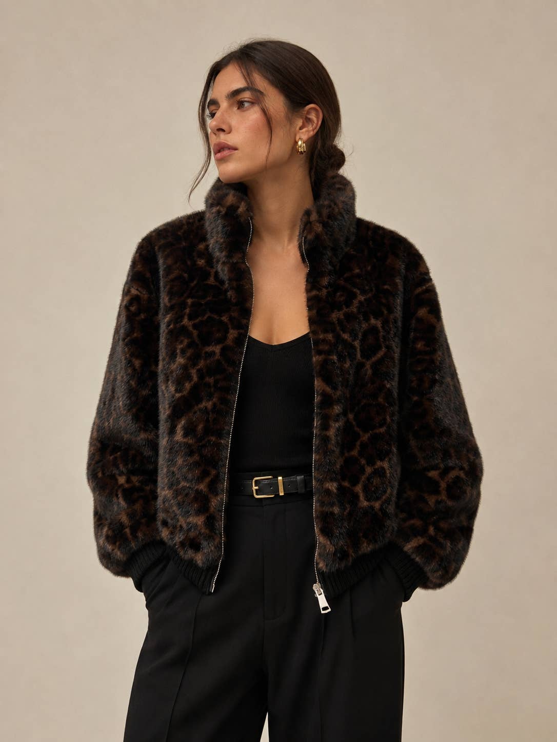 Veste Bomber Léopard en Fausse Fourrure | Celine & Clara – Automne/Hiver