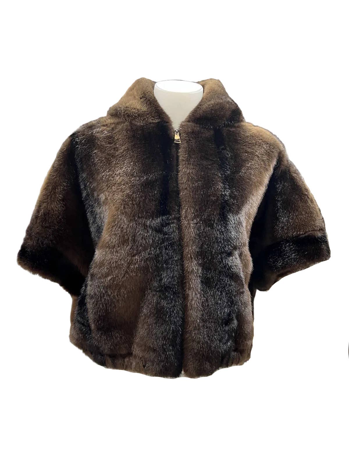 Veste Bomber à Capuche en Fausse Fourrure Rayée | Celine & Clara – Automne/Hiver