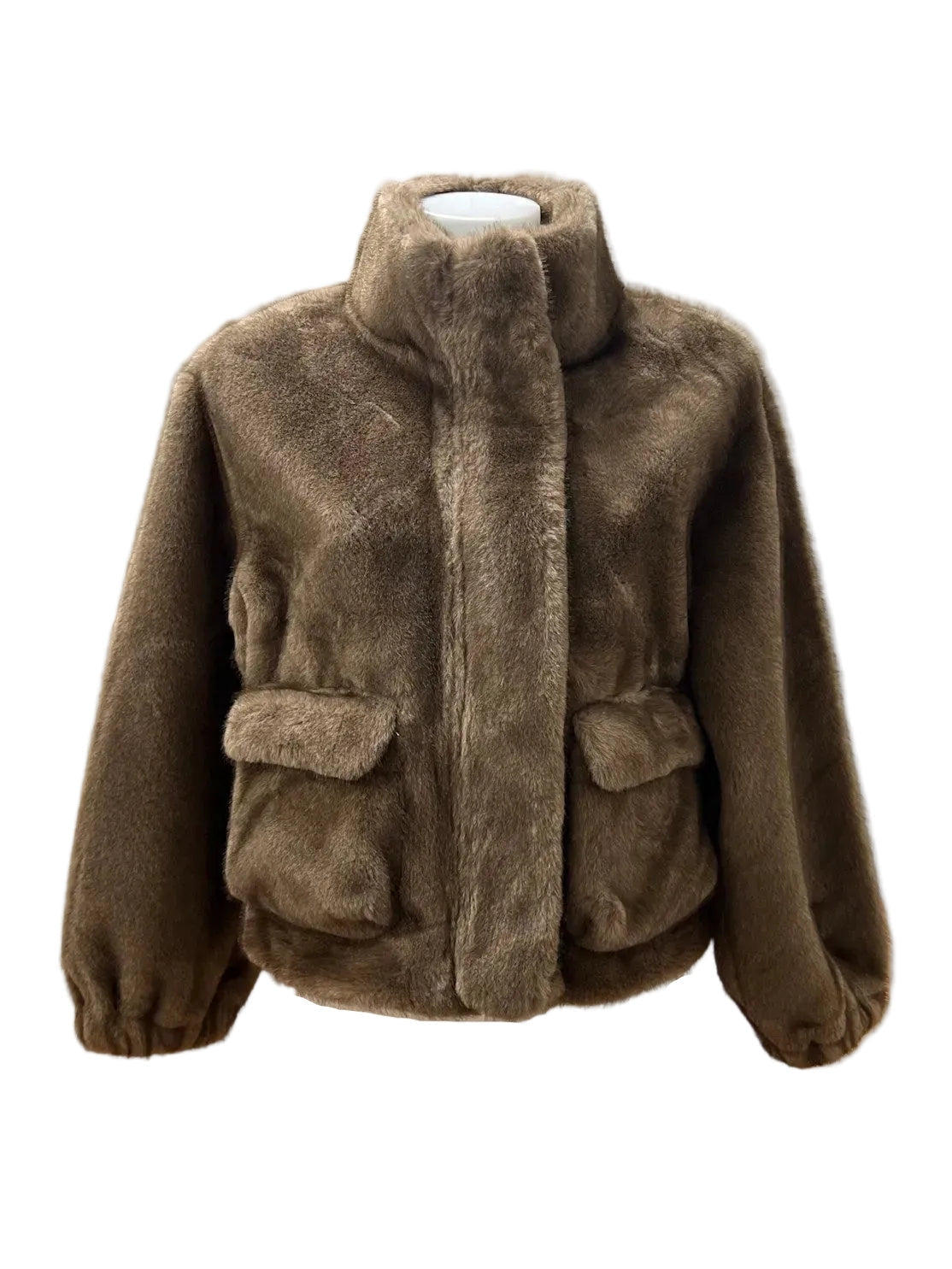 Veste Zippée Col Montant en Fausse Fourrure Pelucheuse | Celine & Clara – Automne/Hiver