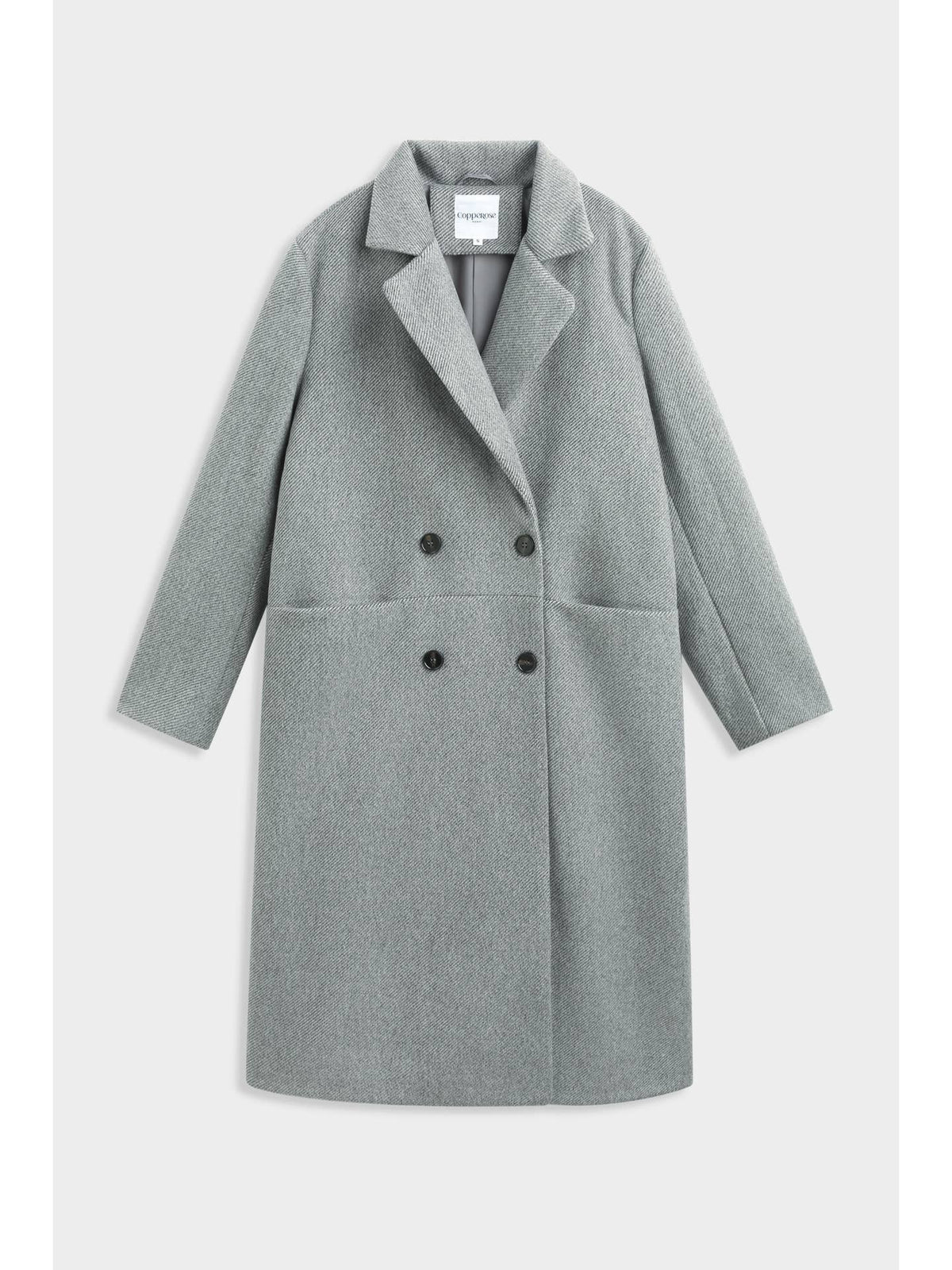 Manteau Long en Chevron à Fermeture Croisée | Col Revers Cranté – OkikiParis