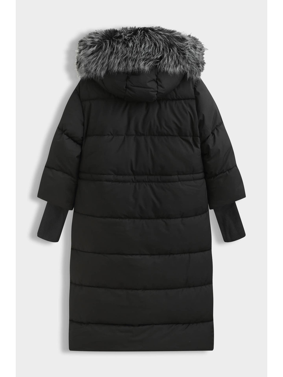Doudoune Longue Matelassée à Capuche Bordure Fausse Fourrure | Double Zip – OkikiParis