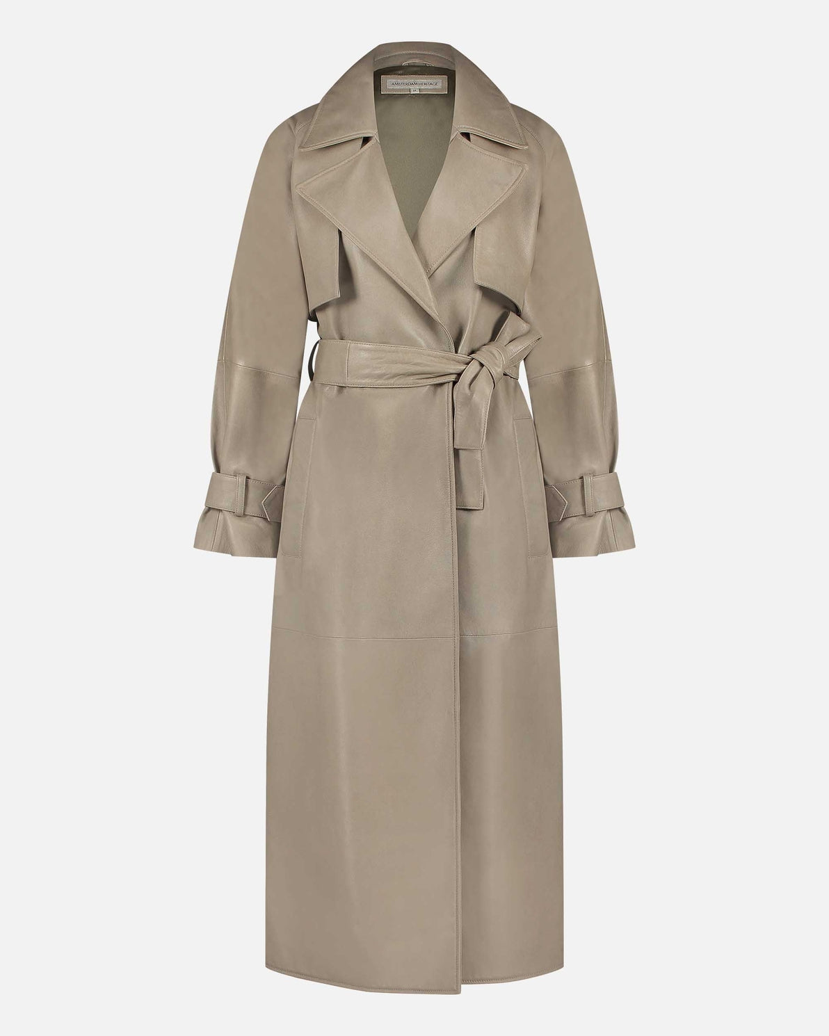 Venise │ Trench-Coat Long en Cuir d’Agneau | Ceinturé – OkikiParis