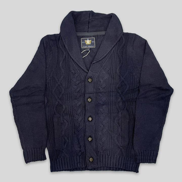 Cardigan Rebeca bleu marine en coton 100 %