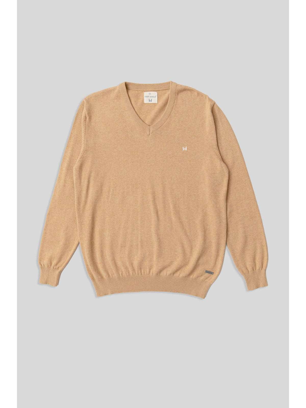 Pull basique col en V camel
