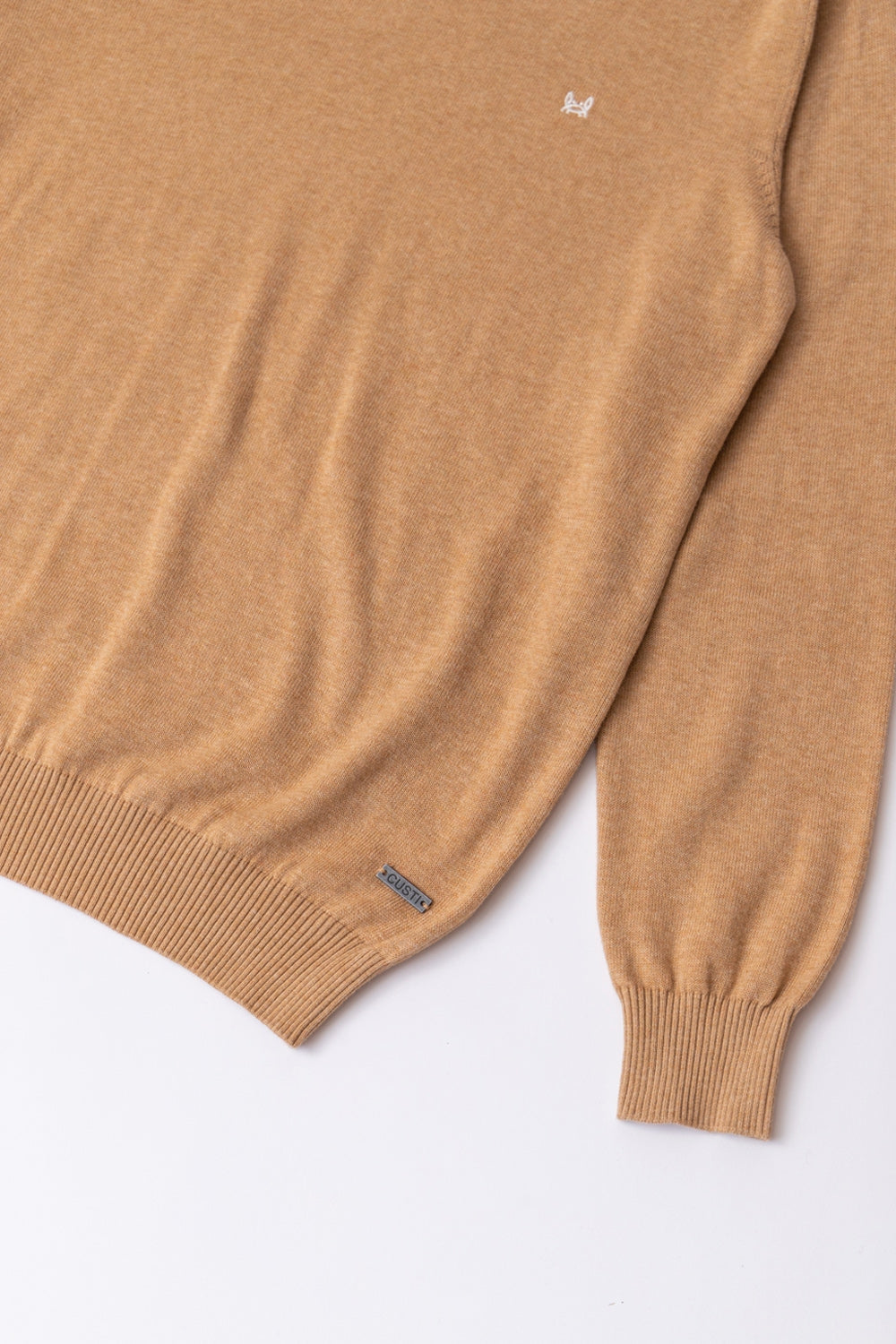Pull basique col en V camel