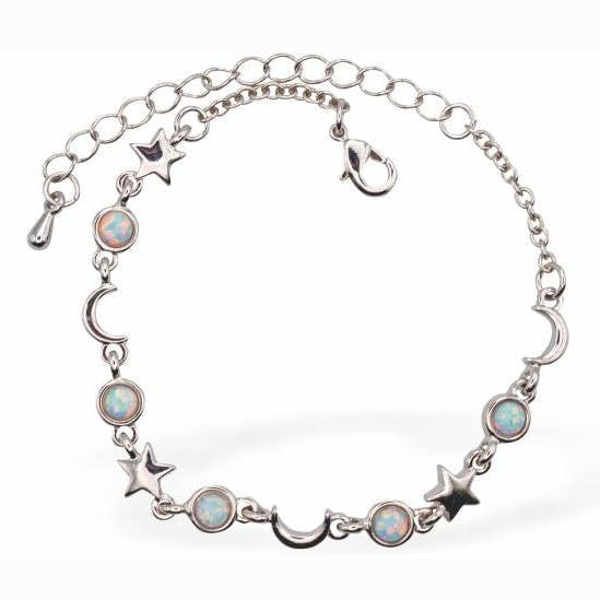 Bracelet Lune & Étoile en Opalite Luminescente