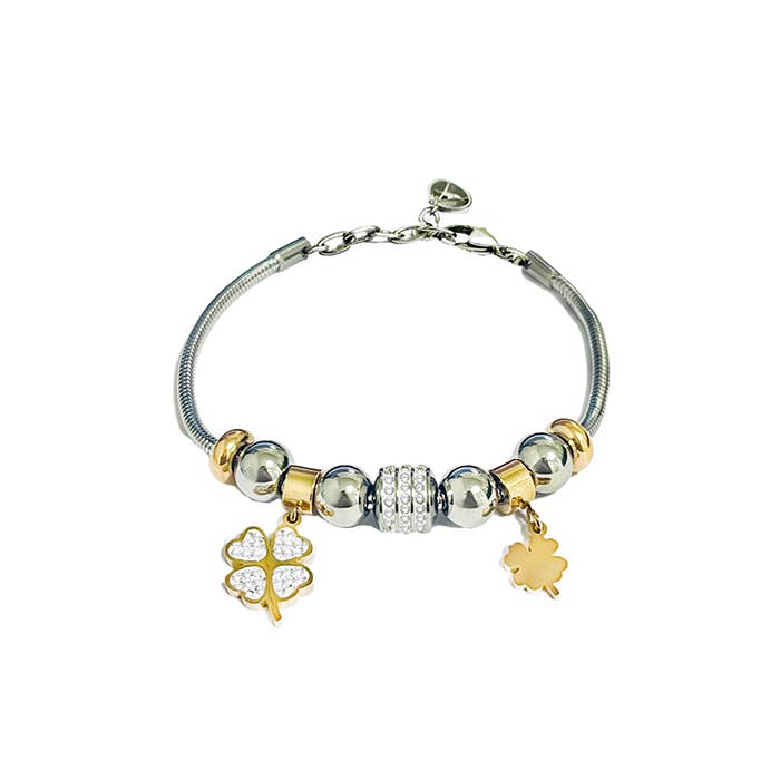 Bracelet Trèfle à Quatre Feuilles en Acier Inoxydable