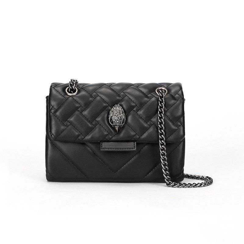 Sac à main d'épaule polyvalent et à la mode noir avec chaîne dorée et fermoir