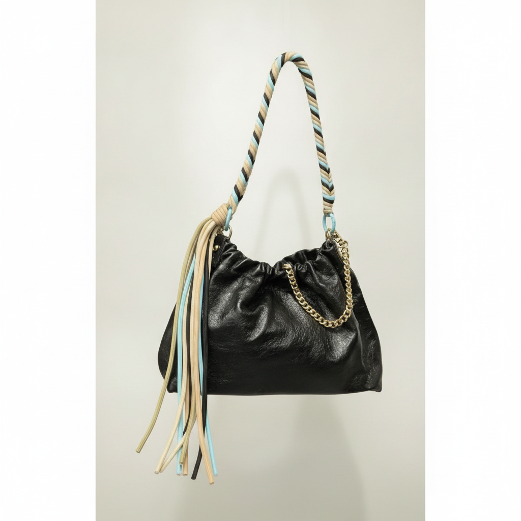 Sac cuir irisé cordon Plissa M - OkikiParis